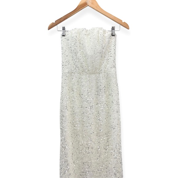 NWT Helsi Leslie Strapless Sequin Midi Dress White - Size Small -Retails $395 - Picture 6 of 16
